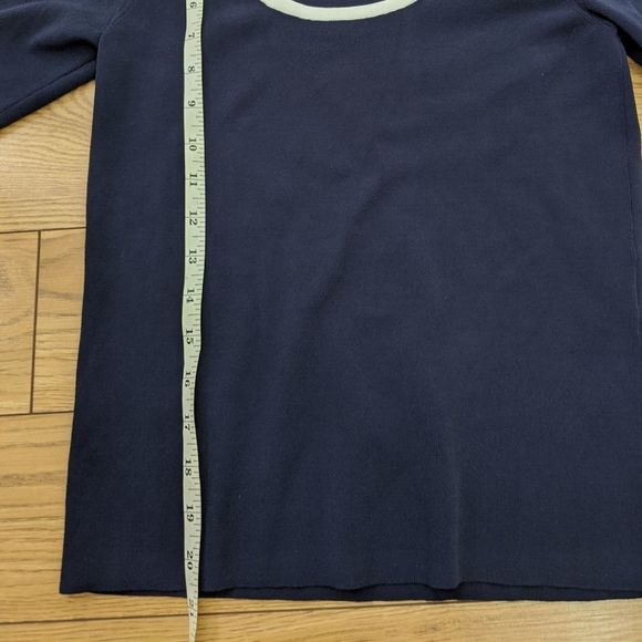 𝅺judith & Charles navy blue short sleeve blouse with white collar - Picture 10 of 10